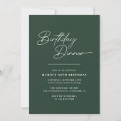 Forest Green Emerald | Typografie Verjaardagsdiner Kaart (Voorkant)