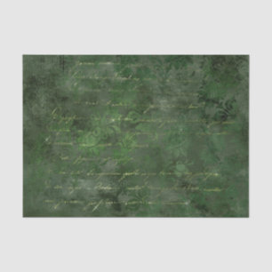 Forest Green en Gold Damask kalligrafie Tissuepapier