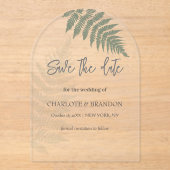 Forest Green Ferns Outdoor Wedding Acryl Uitnodigingen (Voorkant)