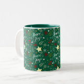 Forest Green Festive Paix et joie Noël Mug (Devant gauche)