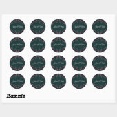 Forest Green Floral Wedding Ronde Sticker (Vel)