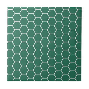 Forest Green Geometric Honeycomb Hexagon Pattern Tegeltje