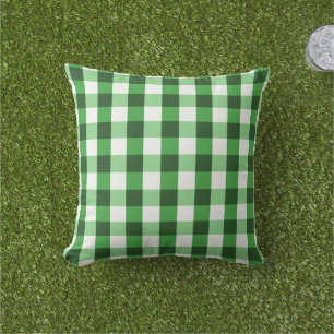 Forest Green Gingham Pattern Buitenkussen