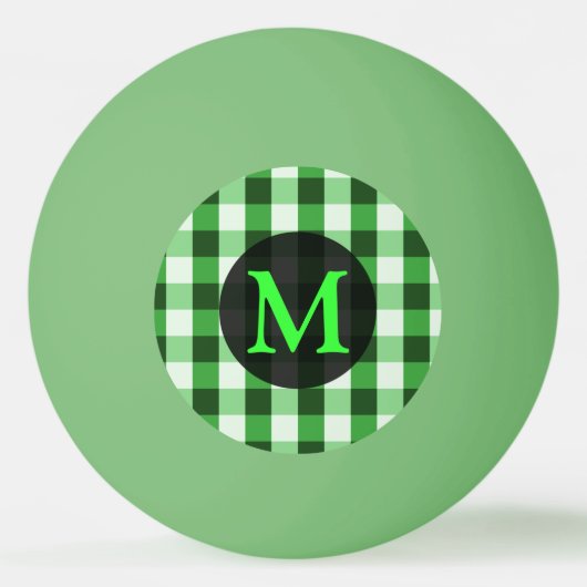 Forest Green Gingham Pattern Personalized Monogram Pingpongballen (Voorkant)