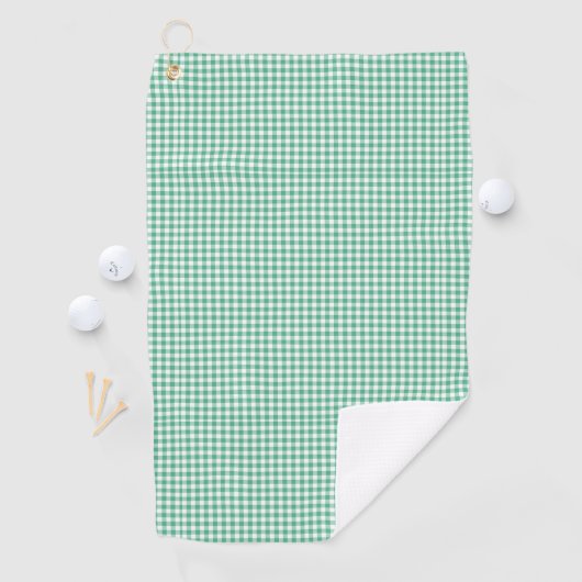Forest Green Gingham Pattern Small Check Plaid Golfhanddoek (Insitu)