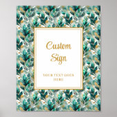 Forest Green Gold Leaves Custom Poster (Voorkant)
