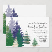 Forest Green Gold Pine Trees Christelijk Wedding Kaart (Voorkant / Achterkant)