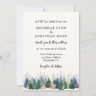 Forest Green Gold Trees Minimal Christelijk Weddin Kaart