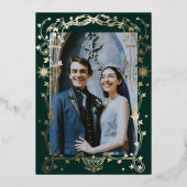 Forest Green  Hemelse Huwelijk Folie Uitnodiging (Achterkant)