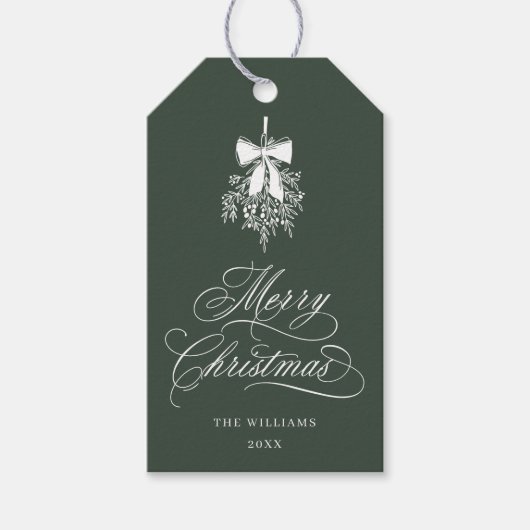 Forest Green Holly Berry Bouquet Vrolijk kerstfees Cadeaulabel (Voorkant)