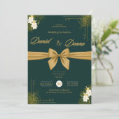 Forest Green Ivy Ornament Wedding Invitation (Debout devant)