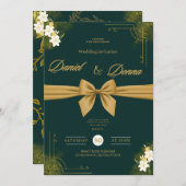 Forest Green Ivy Ornament Wedding Invitation (Devant / Derrière)