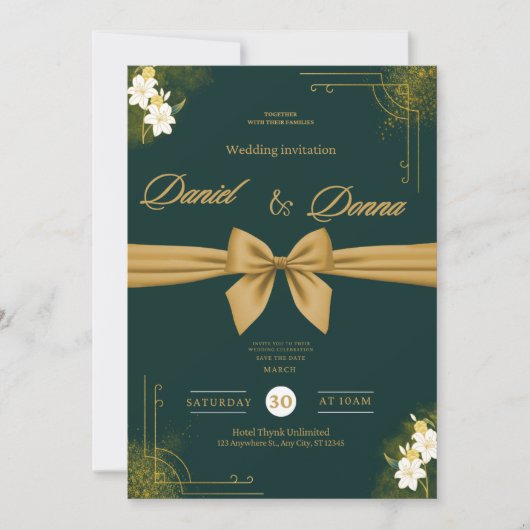 Forest Green Ivy Ornament Wedding Invitation Kaart (Voorkant)