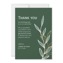 Forest Green Leaf Carte de remerciements pour Mari