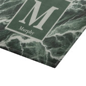 Forest Green Marble met witte aderen Monogram Snijplank (Hoek)
