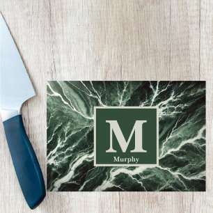 Forest Green Marble met witte aderen Monogram Snijplank