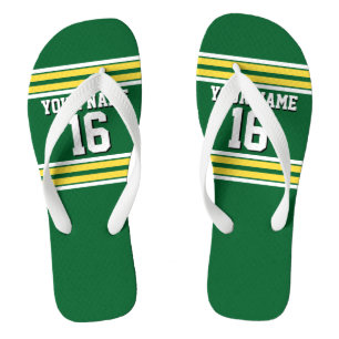 Forest Green met Yellow White Stripes Team Jersey Teenslippers