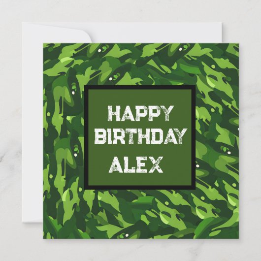 Forest Green Militaire Camouflage Feestdagenkaart (Voorkant)