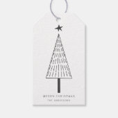 Forest Green Minimal Christmas Pine Tree Cadeaulabel (Voorkant)