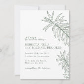Forest Green Minimalist Botanical Wedding Kaart (Voorkant)