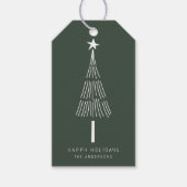 Forest Green Minimalist Kerstboom Cadeaulabel (Voorkant)