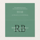 Forest Green Minimalist Monogram Hoofdredacteur Visitekaartjes (Buitenkant ongevouwen)