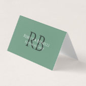 Forest Green Minimalist Monogram Hoofdredacteur Visitekaartjes (Voorkant)