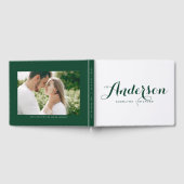 Forest Green Modern Calligraphy Wedding Gastenboek (Volledig)
