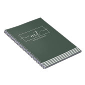 Forest Green Modern Pattern Script Name Notitieboek (Rechterzijde)