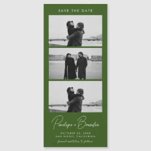 Forest Green Moderne Fotostrip Magnetische bruilof
