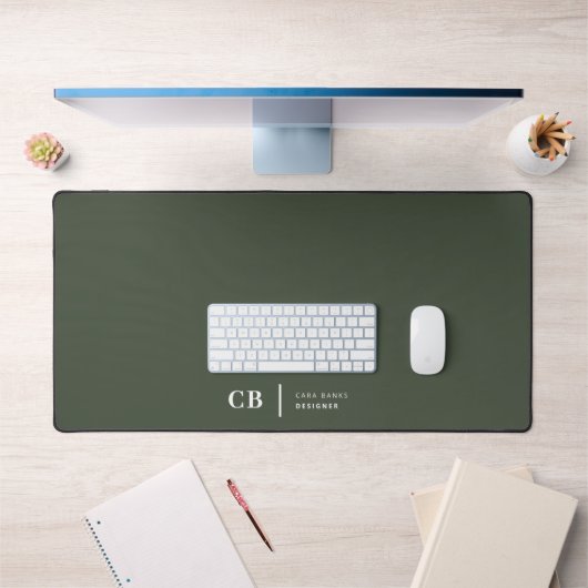 Forest Green Monogram Stylish Trendy Modern Bureaumat (Kantoor 1)