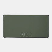 Forest Green Monogram Stylish Trendy Modern Bureaumat (Voorkant)