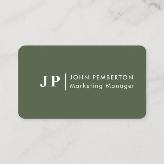 Forest Green Monogram Stylish Trendy Modern Visitekaartje (Voorkant)