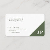 Forest Green Monogram Stylish Trendy Modern Visitekaartje (Achterkant)
