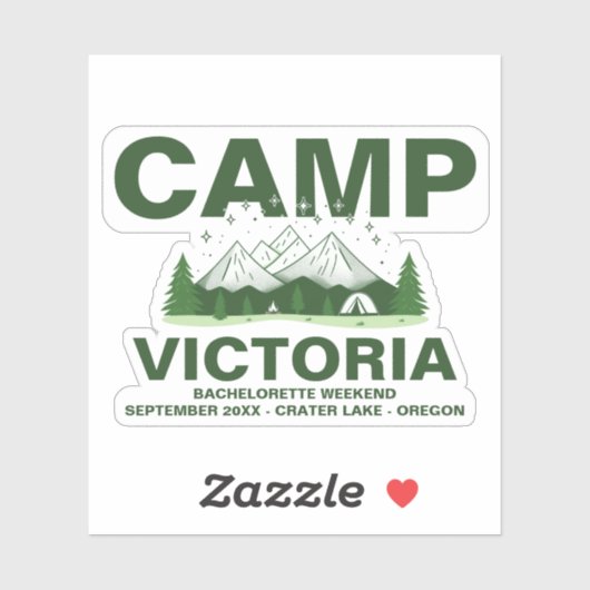 Forest Green Mountain Camp Bachelorette Custom-Cut Sticker (Vel)
