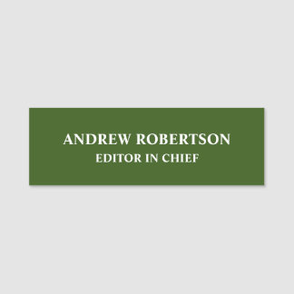 Forest Green Plain Elegant Minimalistisch Eenvoudi Naamplaatje
