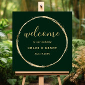Forest Green Rustic Gold Circle Weddenschap Welkom Poster
