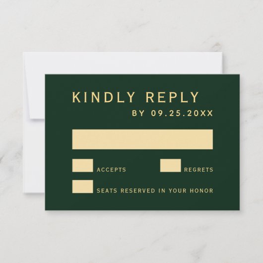 Forest Green Rustic Gold Circle Wedding RSVP Kaartje (Voorkant)