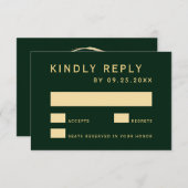 Forest Green Rustic Gold Circle Wedding RSVP Kaartje (Voorkant / Achterkant)