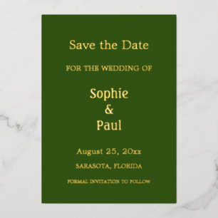 Forest Green Save the Date Folie Invitation Folie Uitnodiging