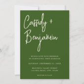 Forest Green Script Minimalist Modern Wedding Kaart (Voorkant)