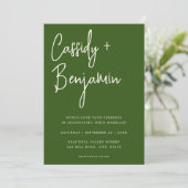 Forest Green Script Minimalist Modern Wedding Kaart (Staand voorkant)