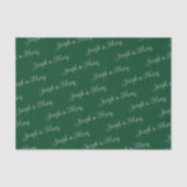 Forest Green & Silver Script Sophisticated Wedding Tissuepapier (Voorkant)