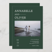 Forest Green Simple Photo Faire-part de mariage (Devant / Derrière)