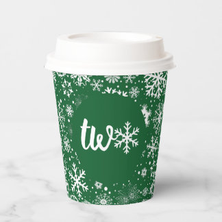 Forest Green Snowflake TWO Paper Cup Papieren Bekers