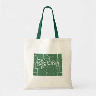 Forest Green State of Wyoming Shape Canvas tas