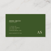 Forest Green Stylish Monogram Modern Visitekaartje (Achterkant)