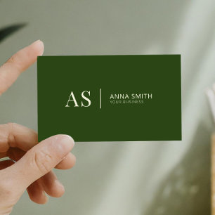 Forest Green Stylish Monogram Modern Visitekaartje