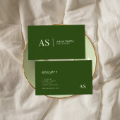 Forest Green Stylish Monogram Modern Visitekaartje