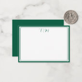 Forest Green three Border Monogram Note Card Notitiekaartje (Voorkant / Achterkant in situ)